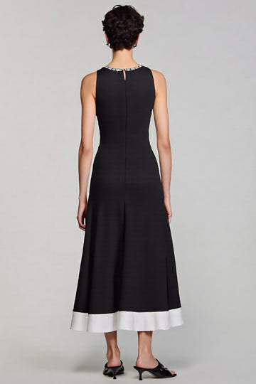 A Line Beaded Long Black Work Dress